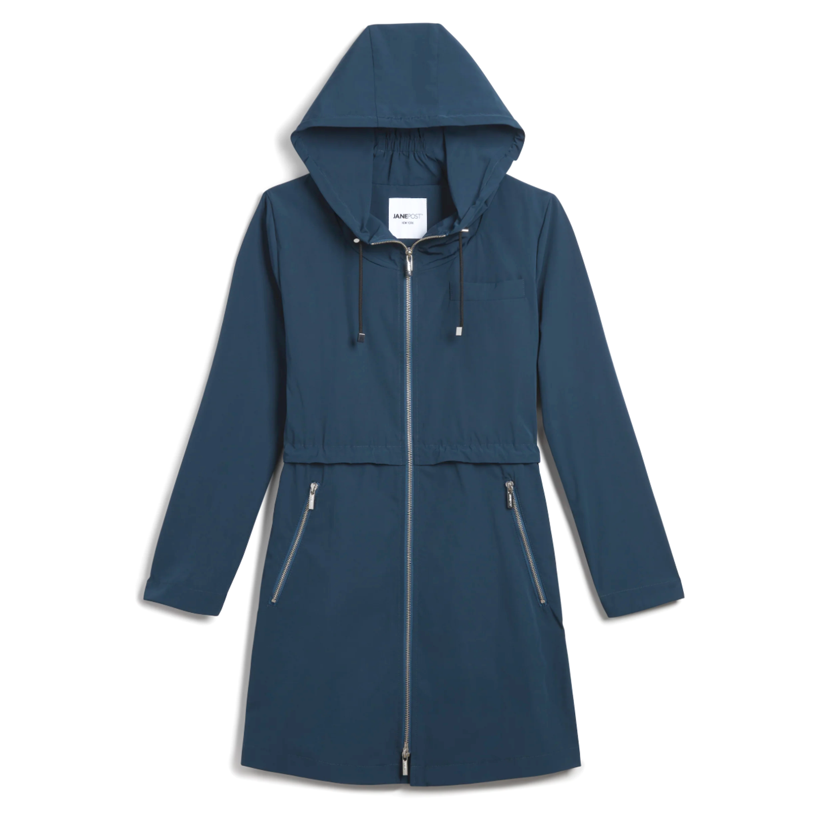 Nwt Jane Post Peacock Blue Hooded Full Zip Pleated Back Parka Jacket Coat Sz L — image 8 of 8